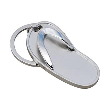 Imagem de Chaveiro com pingente de flip-flops chaveiro de metal criativo para carro chaveiro chaveiro de telefone presente criativo (prata)