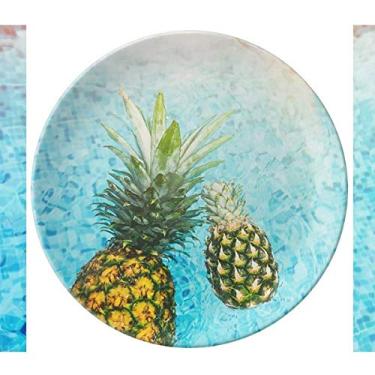 Imagem de Abacaxi Vermelho Frutas, Placa de Água Azul, Prato Decorativo de Porcelana, Prato de Jantar