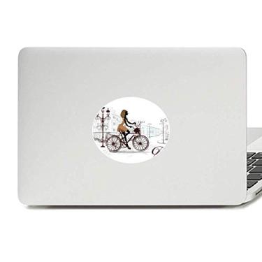 Imagem de Bicycle Lady France Ilustration Pattern Vinil Emblema Gráfico Laptop Adesivo Notebook Decalque