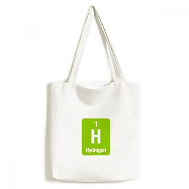 Imagem de Bolsa de lona com elemento químico de hidrogênio da H bolsa de compras casual