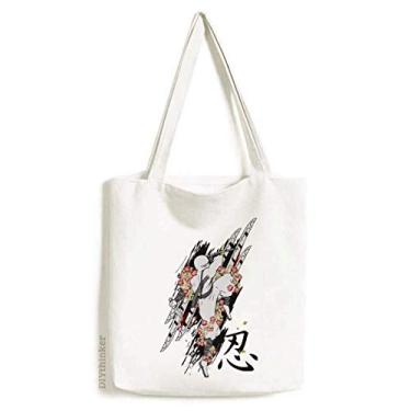 Imagem de Bolsa de lona com espada Samurai Ninja da cultura japonesa, bolsa de compras casual