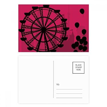 Imagem de Conjunto de cartões postais Balloon Ferris Wheel para parque de diversões, cartão de felicitações de aniversário