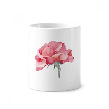 Imagem de Suporte de caneta de flor de cravo, aquarela, escova de dentes, caneca, suporte de cerâmica, copo lápis