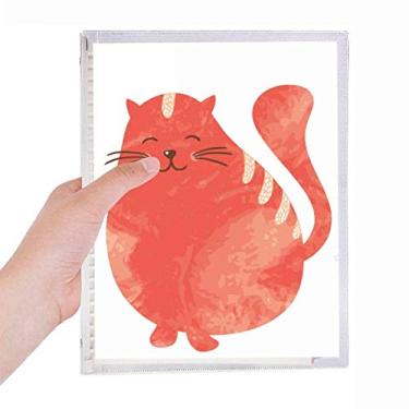 Imagem de Caderno de aquarela de animal gordo sorrindo laranja com folhas soltas diário recarregável