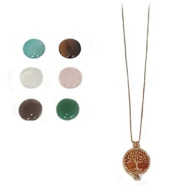 Imagem de Colar Secret Medals Árvore da Vida Pedras Naturais Brasileiras Ouro 18K