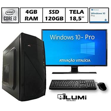 Imagem de Computador Completo Intel i3 4GB de RAM SSD 120GB Windows 10 PRO Com Monitor 18,5” mais Teclado e Mouse
