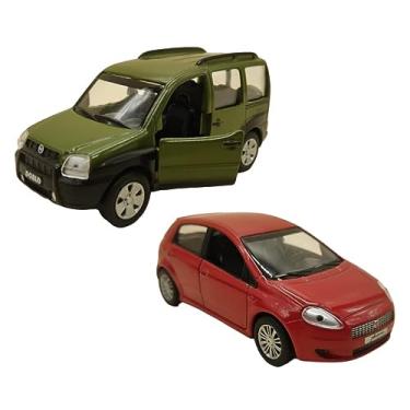 Imagem de 2 Miniaturas Metal Carros Do Brasil Fiat Punto + Doblo 11 Cm Carrinhos de Ferro a Fricção