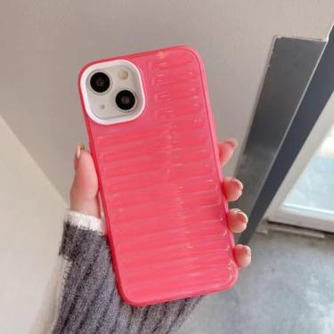 Imagem de Moda 3D Stripe Lattice Phone Case para iPhone 14 Plus 12 13 11 Pro Max X Xs Xr 7 8 SE Capa transparente de cor fluorescente, rosa vermelha, para SE2022, SE2020