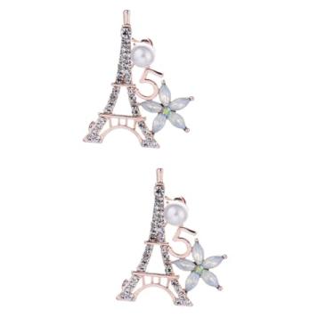 Imagem de SHERCHPRY 2 Unidades Broche De Mulheres Peito De Mulheres Alfinete De Broche Diamante Senhorita Torre Eiffel