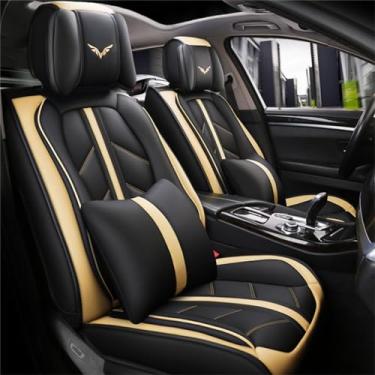 Imagem de DlonmCen Capas de assento de carro compatíveis com Nissan Luxury e requintado protetor de assento de carro airbag almofada de carro compatível