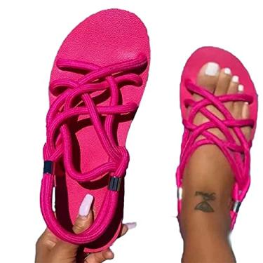 Imagem de Sandálias NICETOW Comfortable Fashion Summer Comfort Sandálias de Microfibra Hemp Rope Flat Beach Shoes para interior, exterior, férias amarelo, vermelho, preto, azul, laranja