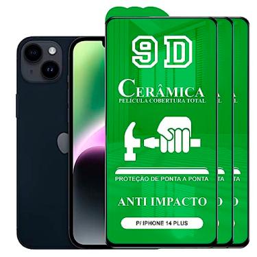 Imagem de Kit 3x Película Compatível com iPhone 14 Plus - 9D Cerâmica Protetora Resistente Anti Impacto Queda Choque Shock Flexível Nano Gel Compatível 3D 5D 100D