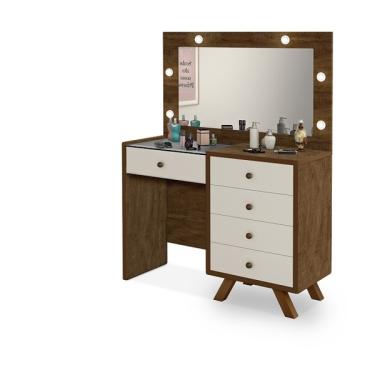 Imagem de Penteadeira Camarim Malbec Off White Mdf Alto Padrão Led Espe