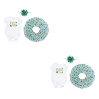 Imagem de LIFKOME 2 Conjuntos terno de saia de malha roupa recém-nascida roupas infantis para Saia verde vestidos roupas infantis de cosplay st. material do dia de patrick carta bebê