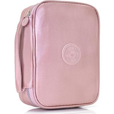 Imagem de Estojo Escolar Feminino Masculino Grande Box Ziper Resistente Escolar Papelaria Fofa Infantil Unissex Com Organizador De Lápis Canetas Marcadores Lapiseiras Borrachas Apontadores (Rosa Metálico)