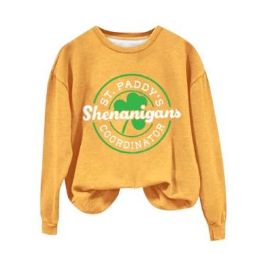 Imagem de Orders Placed By Me St Patricks Day Shirts Shamrock suéter feminino irlandês camisetas femininas gola redonda amarelo grande
