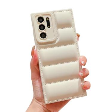 Imagem de Yueyoer Capa acolchoada para Samsung Galaxy Note 20 Ultra, capa protetora 3D, toque macio, moderno, confortável, de pelúcia, jaqueta para meninas e mulheres [alta proteção antiarranhões] (branca)