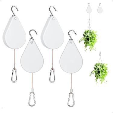 Imagem de Kitwinney Cabide retrátil para plantas – polias de plantas atualizadas para pendurar plantas, fácil de levantar e abaixar, adequado para vasos de flores de jardim, plantador suspenso, alimentador de