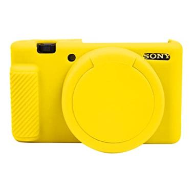 Imagem de Easy Hood Capa de câmera para câmera Sony ZV-1 capa de lente removível, capa de silicone macio antiarranhões compatível com câmera Sony ZV-1 ZV1 (Amarelo)