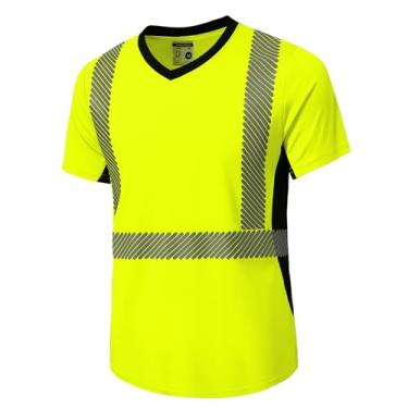 Imagem de SKSAFETY Camiseta feminina Hi Vis de alta visibilidade, estrutura de trabalho, manga curta, lima, GG