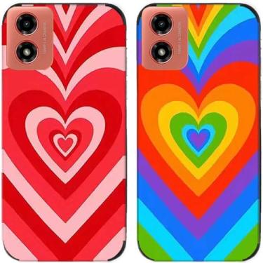 Imagem de 2 peças impressas TPU gel silicone capa de telefone traseira para Motorola Moto G04 (coração do amor)