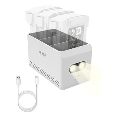 Imagem de Hub de carregador de bateria Mini 3/Mini 4 Pro, hub bidirecional de carregamento rápido de 37 W com modo de alarme de luz LED de armazenamento para DJI Mini 3, Mini 3 Pro, Mini 4 Pro Hub de