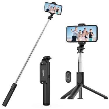 Imagem de Bastão de selfie, tripé extensível com controle remoto sem fio e suporte de tripé, portátil, leve, compatível com iPhone 14 13 12 Pro Xs Max XR X 8Plus 7, smartphone Samsung e mais preto