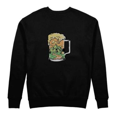 Imagem de Casaco de Moletom Frio Gola Redonda Blusa Para Inverno Masculina Flanelada Macia Algodao Basica