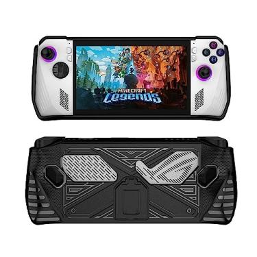 Imagem de NUHFUFA Capa protetora com suporte compatível com ASUS Rog Ally 17.8 cm Handheld 2023, design ergonômico de arco TPU Grip capa anticolisão (preto)