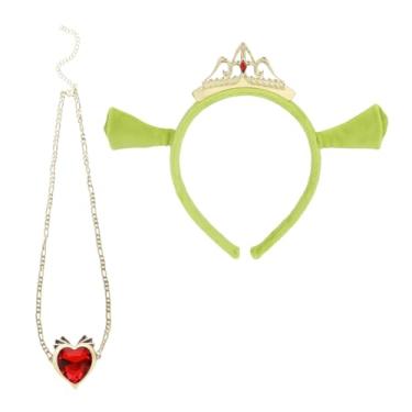Imagem de Bioworld Shrek Fiona Ogre Crown Ears Headband and Heart Necklace Set
