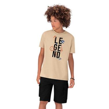 Imagem de Conjunto Menino Camiseta Amêndoa Legend E Bermuda Cargo Moletom Lemon