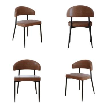 Imagem de Cadeira Bless Fixa com 4 Pés 55 X 52,5 X 77,5 Cm com 4 Unidades Whisky/Preto