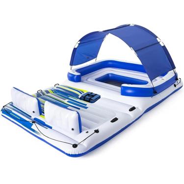 Imagem de Barco flutuante inflável F, brinquedos flutuantes para piscina, com balde de gelo e guarda-sol UV, adequado para festas na piscina