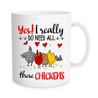 Imagem de DOPHOME Caneca de café engraçada de frango, Yes I Really Do Need All These Chickens. Para o fazendeiro de galinhas em seu coração, ideia de presente para homens e mulheres, aniversário, presente de