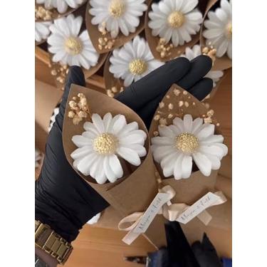 Imagem de Kit 10 Lembrancinhas velas aromaticas margarida com cone aniversario batizado e maternidade