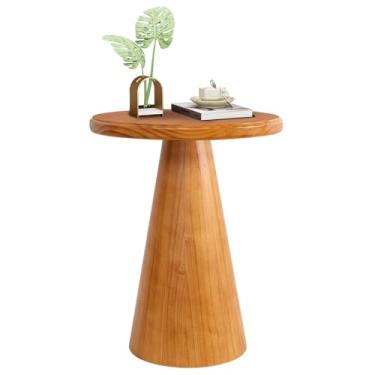 Imagem de LAPTAIN Mesa lateral de madeira, mesa de bebida rústica, mesa de centro redonda para sala de estar, quarto, varanda, 41 cm