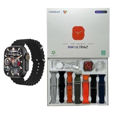 Imagem de Smartwatch Hw Ultra 2 GPS SIRI NFC Chat-gpt 49mm Nfc 7 Pulseiras Case 