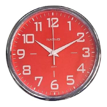 Imagem de Relógio Decorativo De Parede Moderno Chromo Vermelho - Icone Relogios