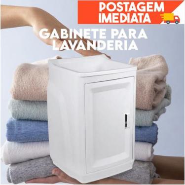 Imagem de Gabinete Para Lavanderia C/ Tanque e Porta Branco  Astra
