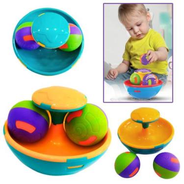 Imagem de Brinquedo Infantil Pião Gira Ball Com 2 Bolinhas Chocalho - JxP Brink
