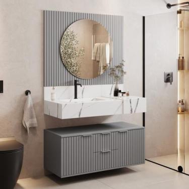 Imagem de Bancada em Porcelanato 100cm com Cuba Esculpida Ripy - Blu