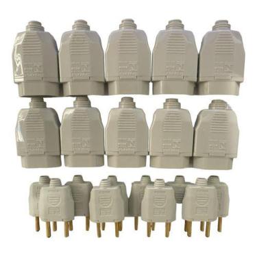 Imagem de Kit 20un Plugue Tomada Macho Fêmea Cinza  20a 10a Weg