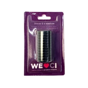 Imagem de Discos + Elástico Preto p/ Caderno Inteligente - G-31mm