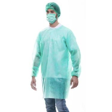 Imagem de 10 Avental Descartável Tnt Anvisa Manga Longa Gramatura 40 Verde - DES