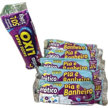 Imagem de Kit 5 saco de lixo em rolo 10 l p/ pia e banheiro perfumado - E A COST