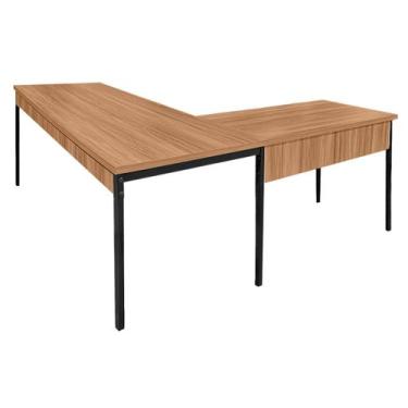 Imagem de Mesa de Escritório em L Madeira 170 x 160 Nogal/Preto REALME
