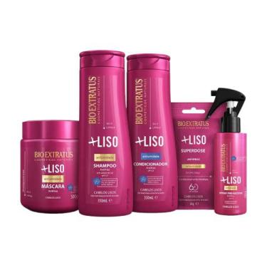 Imagem de Kit Mais Liso completo 1 Shamp 1 Cond 1 Máscara 250ml 1 Spray 1 Dose -