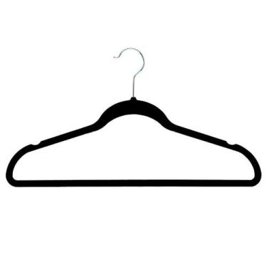 Imagem de Kit 10 Cabides Luxo Aveludado Antideslizante Slim Preto - Members