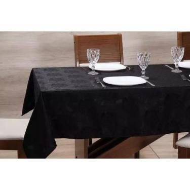 Imagem de Toalha de Mesa Jacard Luxo 6 Lugares 2,00mt x 1,40mt Preto - Tuca Casa
