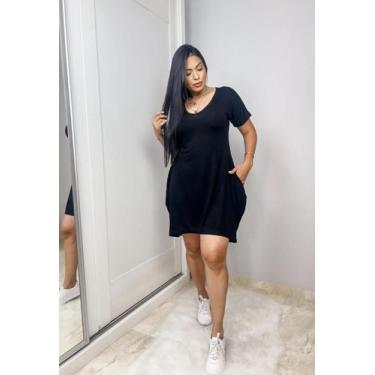 Imagem de Vestido Mulet com Gola V e Bolso - MK MODAS, Preto, M